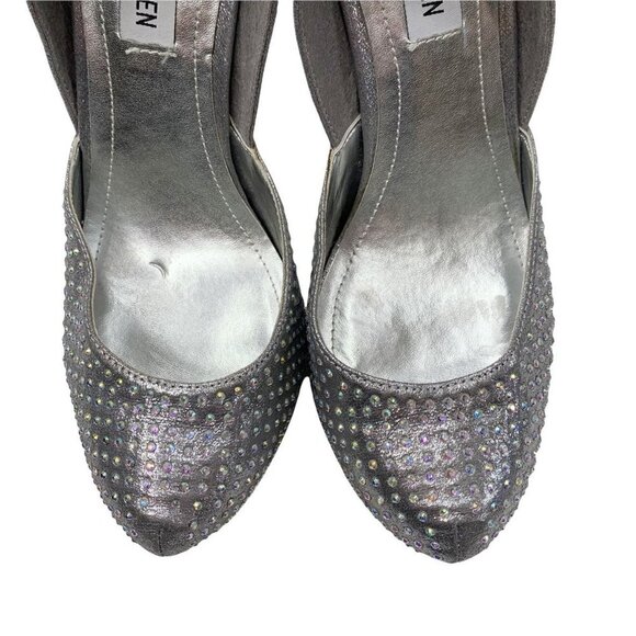 Steve Madden Naomeee Silver Jeweled Platform Stiletto Heels - Picture 3 of 10
